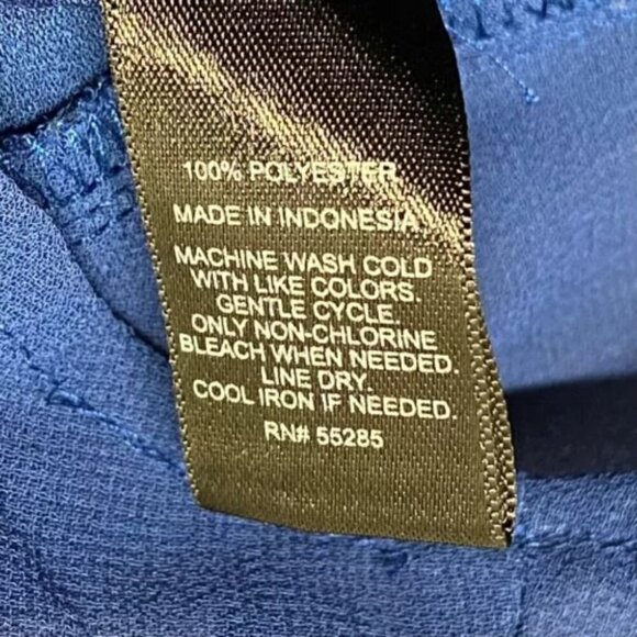 Express Ladies Blouse Small Royal Blue Semi Sheer 3/4 Roll Tab Sleeves V-Neck - Picture 5 of 7